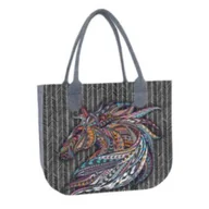 Torebki damskie - Duża Damska Torba Filcowa na ramię z Koniem Lady Irokez - miniaturka - grafika 1