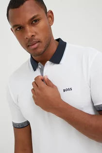 Koszulki męskie - BOSS polo BOSS ATHLEISURE męski kolor biały wzorzysty - Boss - grafika 1