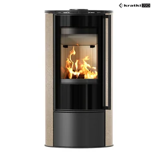 Piec stalowy ERIK fi 150 5,5 kW ozdobna ceramika akumulacyjna GOLD SATIN - Piece wolnostojące - miniaturka - grafika 1