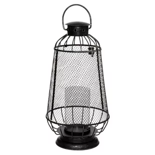 Lampion metalowy ażurowy w stylu lampy naftowej, 43,5 cm - Świeczniki - miniaturka - grafika 1