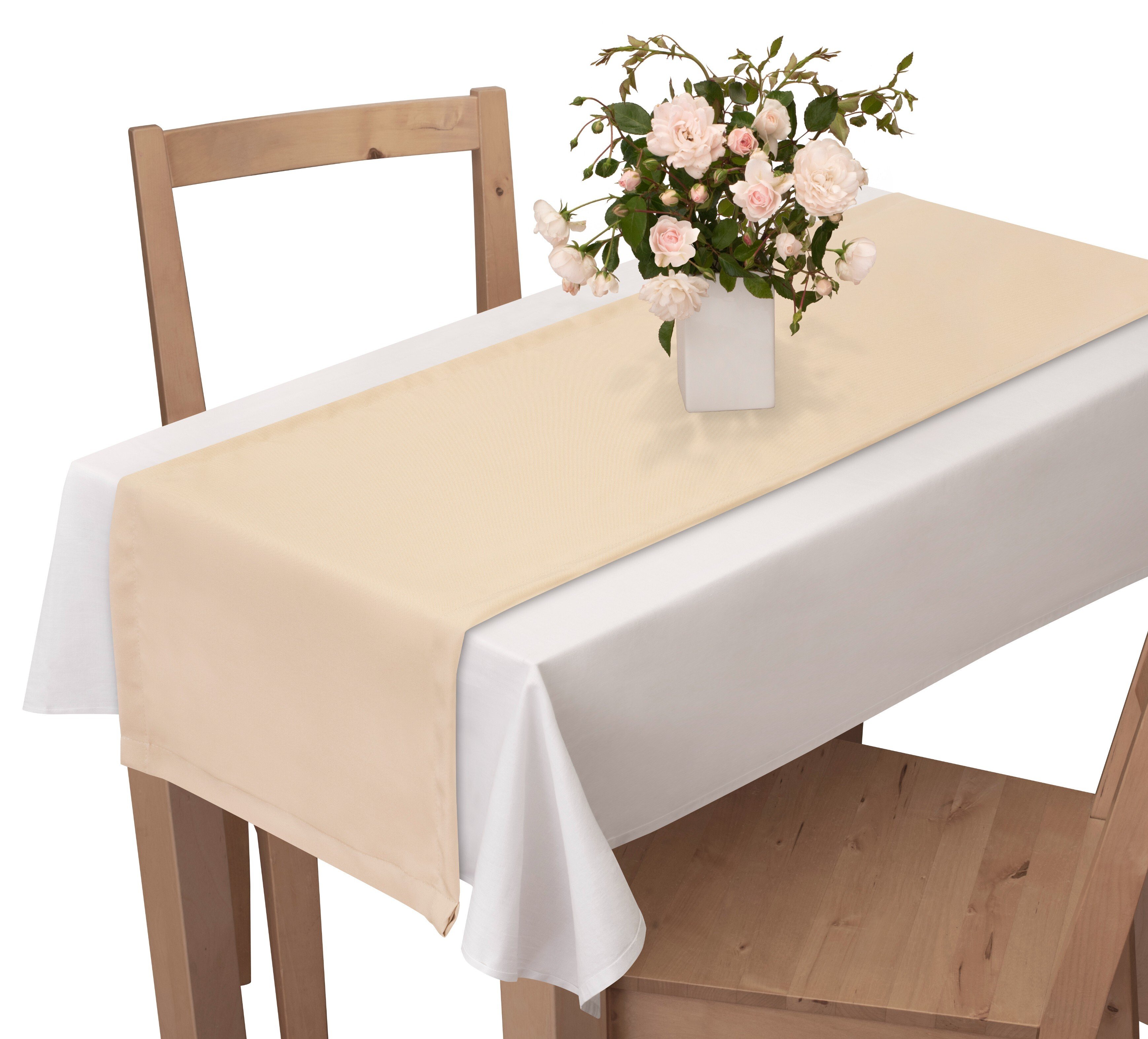 Voppi Kremowy bieżnik 40x250 cm minimalistyczny obrus na stół