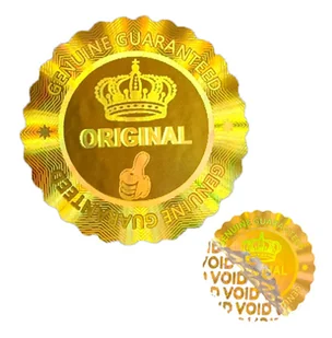 Plomby gwarancyjne ORYGINAŁ ORIGINAL złote 612 szt.okrągłe 25x25mm holograficzne złote samoprzylepne naklejki - Akcesoria do pakowania - miniaturka - grafika 1