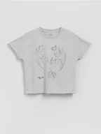 Koszulki dla dziewczynek - Reserved - T-shirt Jak wytresować smoka - jasnoszary - miniaturka - grafika 1