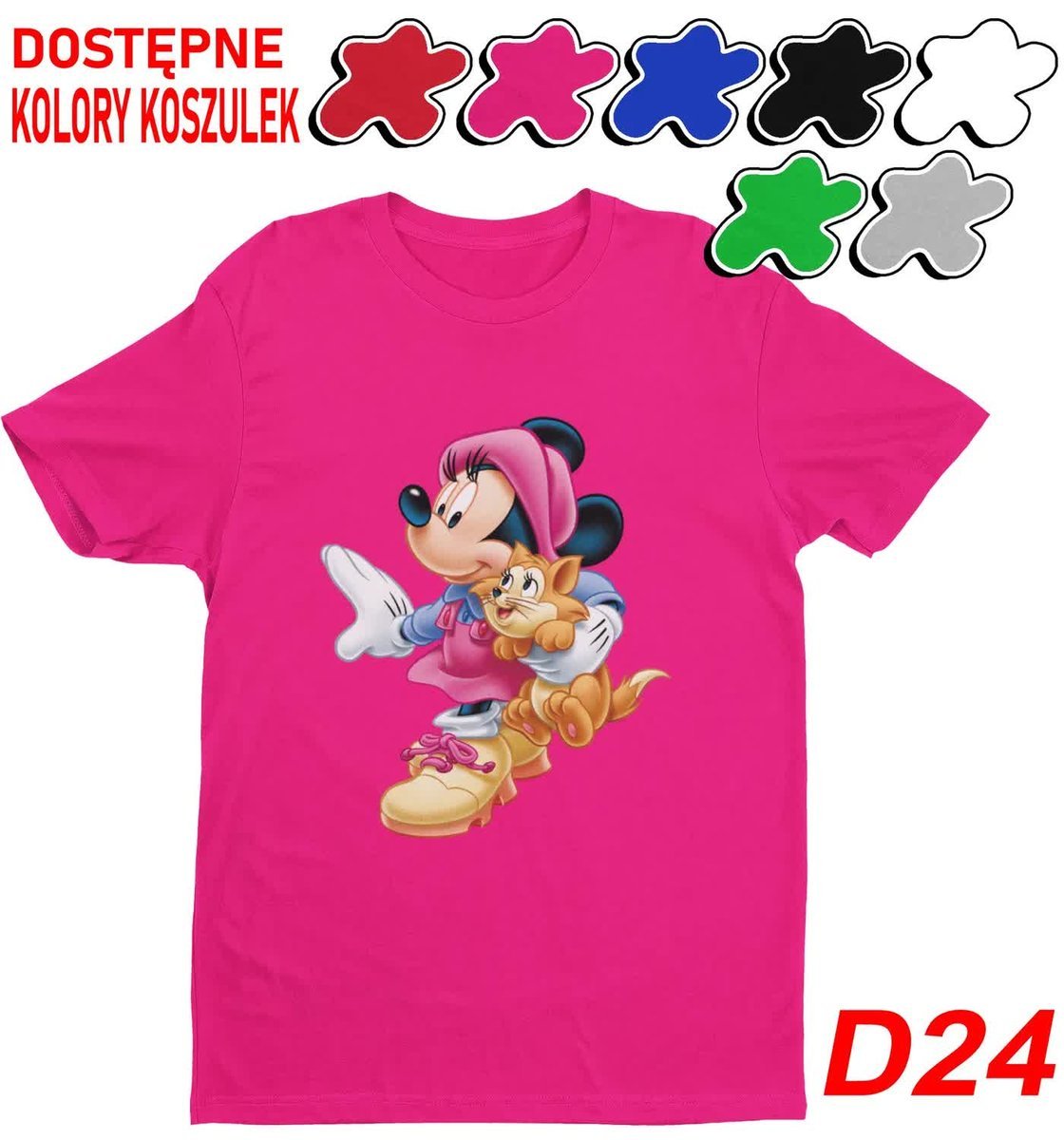 Koszulka Z Nadrukiem Dziecięca Myszka Minnie Miki Postacie Wybór- M 134-140