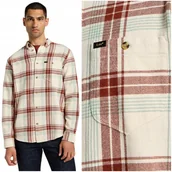 Koszule męskie - Lee RIVETED SHIRT Ecru luźna mięsista bawełniana koszula w kratę flanela M - miniaturka - grafika 1