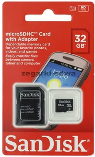 Karta Sandisk Micro SD 32GB (microSD HC) + AdapterSD C4 - Karty pamięci - miniaturka - grafika 1