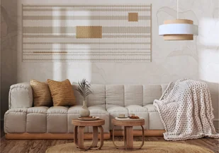 Lampa wisząca Solar Lampa BOHO wisząca nad stół len i biel - Lampy sufitowe - miniaturka - grafika 1