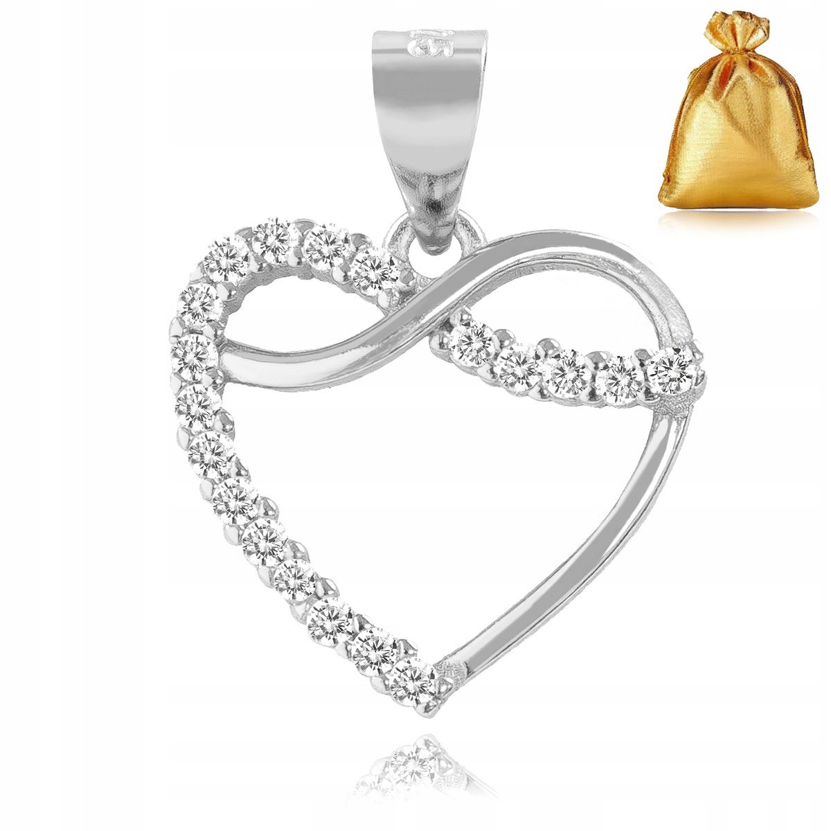 ZAWIESZKA 925 WISIOREK SREBRNY SERCE NIESKOŃCZONOŚĆ CYRKONIE / DLA SIOSTRY