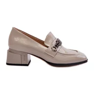 Czółenka - Lakierowane Czółenka Na Klocku Szare S.Barski MR38-960 - miniaturka - grafika 1