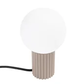 Lampy stojące - Lampka biurkowa nowoczesna taupe ryflowany korpus szklana biała kula włącznik do przedpokoju salonu 1xG9 8W HALO Sollux Lighting - miniaturka - grafika 1