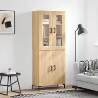 Witryny - vidaXL Witrynka, dąb sonoma, 69,5x34x180 cm, materiał drewnopochodny - miniaturka - grafika 1