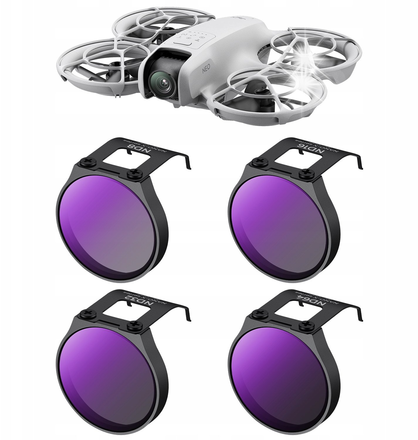 K&F Zestaw Filtrów Szarych ND 4w1 Filtr ND8 ND16 ND32 ND64 do Drona DJI NEO K&F