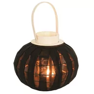 Świeczniki - Home Styling Collection Lampion latarnia ze szklanym wkładem czarny ogrodowy dekoracyjny 22x24 cm - miniaturka - grafika 1