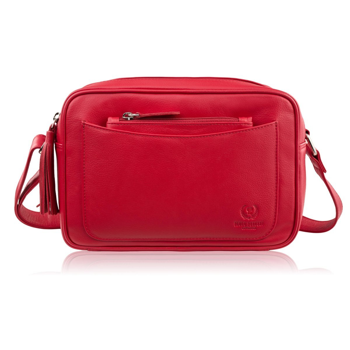 Torebka damska skórzana listonoszka na ramię czerwona mała klasyczna z etui AY-20-RD