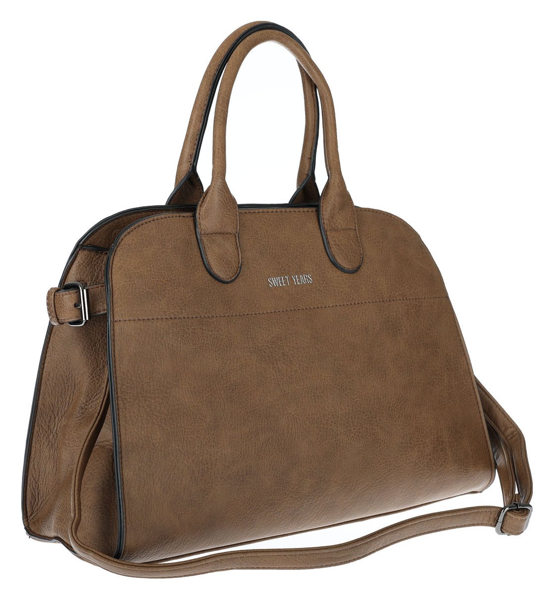 Torebka damska duża listonoszka pojemna modna torba kuferek 6868 Taupe