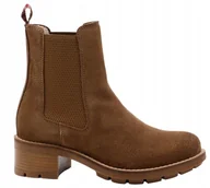 Botki damskie - TAMARIS BOTKI BRĄZOWE WSUWANE SKÓRZANE 39 JŁA - miniaturka - grafika 1