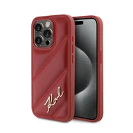 Etui i futerały do telefonów - Karl Lagerfeld Diagonal Quilted Script - Etui iPhone 15 Pro (czerwony) - miniaturka - grafika 1