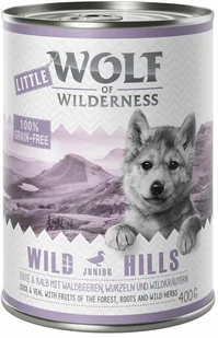 Wolf Of Wilderness Little 12 X 400 G - Wild Hills Junior - Kaczka I Cielęcina - Mokra karma dla psów - miniaturka - grafika 3