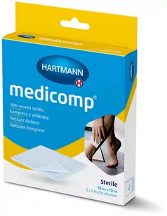 Hartmann Kompresy jałowe medicomp 10 cm x 10 cm x 10 szt - Apteczki i materiały opatrunkowe - miniaturka - grafika 1