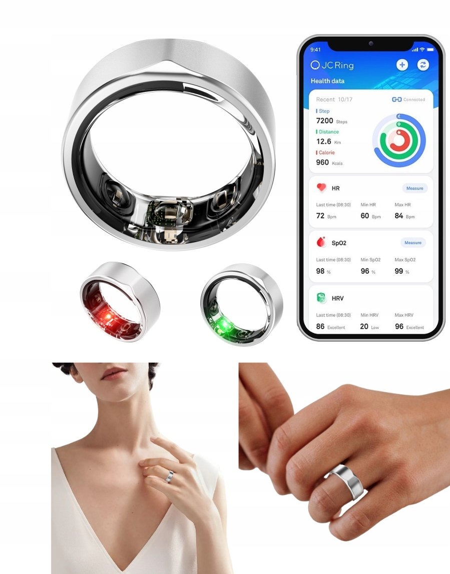 Smart Ring Inteligentny Pierścionek Tytanowy Cgm Cukier Hr Tętno Rozmiar 9