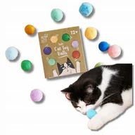 Zabawki dla kotów - Pileczki Kulki Dla Kota Pluszowe Filc Kolorowe Miekkie Zabawka Zestaw 12X - miniaturka - grafika 1