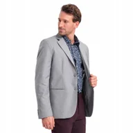 Marynarki męskie - Klasyczna marynarka męska 80% poliester szara V1 OM-BLZB-0115 XXL - miniaturka - grafika 1