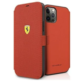 Ferrari FESPEFLBKP12LRE iPhone 12 Pro Max 6,7" czerwony/red book On Track Perforated FER000436 - Etui i futerały do telefonów - miniaturka - grafika 1