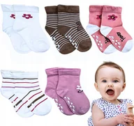 Skarpetki dla dzieci - 2X SKARPETY BAWEŁNIANE NIEMOWLĘCE ABS ANTYPOŚLIZGOWE 0-9 MSC. ZESTAW - miniaturka - grafika 1