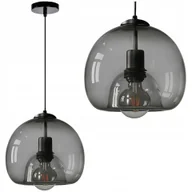 Lampy sufitowe - Lampa Wisząca Sufitowa Żyrandol E27 Szklana Szara - miniaturka - grafika 1