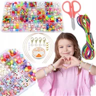 Biżuteria dla dzieci - DUŻY ZESTAW KORALIKÓW DO ROBIENIA BRANSOLETEK I NASZYJNIKÓW 900szt +DODATKI - miniaturka - grafika 1
