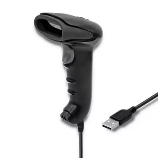qoltec Laserowy czytnik kodów kreskowych 1D | CCD | USB | Czarny 50866 - Dodatki do drukarek i skanerów - miniaturka - grafika 1