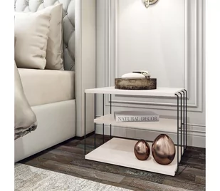 Stolik LIFON 40x50 cm biały/czarny - Ławy i stoliki kawowe - miniaturka - grafika 1