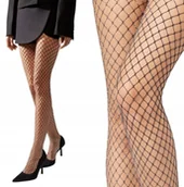 Rajstopy - CALZEDONIA rajstopy damskie sylwester kabaretki czarne srebrna nitka 4 L - miniaturka - grafika 1