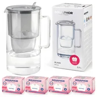 Dzbanki filtrujące - Dzbanek filtrujący szklany Aquaphor Glass Szary + 4 Filtry Maxfor Mg Magnez - miniaturka - grafika 1