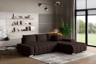 Masseno Narożnik ALESE R-S z funkcją spania i pojemnikiem na pościel Kształt L, Rozkładana sofa, Rogówka - Brązowy, MONOLITH 29 - Pościel - miniaturka - grafika 1