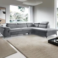 Sofy i kanapy - Kanapa narożna prawostronna rozkładana dużych rozmiarów z jasnoszarego weluru - SAMARA Pascala Morabito - miniaturka - grafika 1