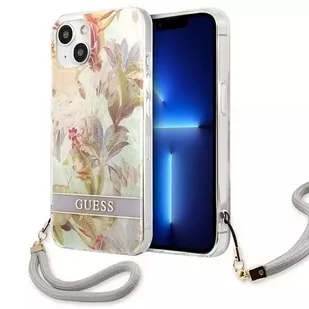 Guess GUHCP13SHFLSU iPhone 13 mini 5,4" fioletowy/purple hardcase Flower Strap - Etui i futerały do telefonów - miniaturka - grafika 1