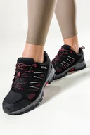 Botki damskie - Czarne buty trekkingowe damskie z czerwonymi dodatkami sznurowane softshell Casu B2114-4-36 - miniaturka - grafika 1