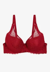 Bordowy Biustonosz Full Cup Usztywniony z Koronką Solania - Biustonosze - miniaturka - grafika 1