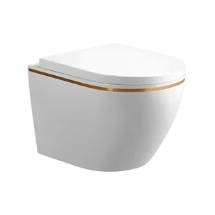 Biała miska wc wisząca złoty rant Mizu Rimless 4.0 MIZU-WH-GL-RIM-02 Hydrosan - Miski WC - miniaturka - grafika 1
