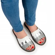 Kapcie damskie - NOWO, Kapcie damskie, srebrny pasek, rozmiar 41 - miniaturka - grafika 1