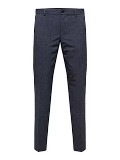 Spodnie męskie - SELECTED HOMME Spodnie męskie 175 Slim Fit w kratkę, Grau, 50 - grafika 1