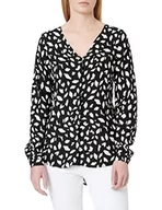 Bluzki damskie - Vila Vipaya V-Neck L/S bluzka damska, czarny/Aop: ckicka, 44 - miniaturka - grafika 1