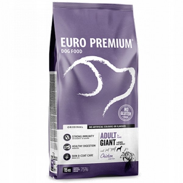 EURO PREMIUM SUCHA KARMA DLA PSA KURCZAK RYŻEM 15 KG WIELKICH OLBRZYMICH RAS