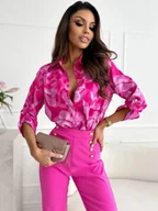 Koszule damskie - Koszula damska w kolorowe wzory - Różowy - miniaturka - grafika 1