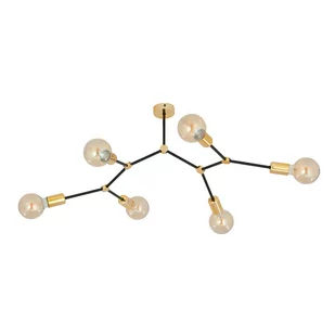 Emibig CODE 6 BLACK 1136/6 lampa sufitowa czarna złote elementy 1136/6 - Lampy sufitowe - miniaturka - grafika 2