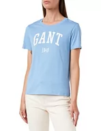 Koszulki i topy damskie - GANT Damska koszulka z logo SS (Gentle Blue), standardowa, Gentle Blue, M - miniaturka - grafika 1