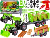 Samochody i pojazdy dla dzieci - ﻿TRAKTOR Z NACZEPĄ Do Rozkręcania, CIĄGNIK Wkrętarka 52 EL. - miniaturka - grafika 1