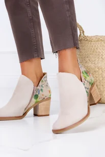 Beżowe botki Maciejka na słupku POLSKA SKÓRA 04492-10-00-5 - Botki damskie - miniaturka - grafika 1