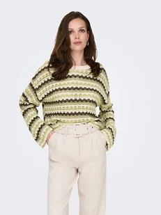 ONLY Sweter w kolorze zielono-beżowym - Swetry damskie - miniaturka - grafika 1